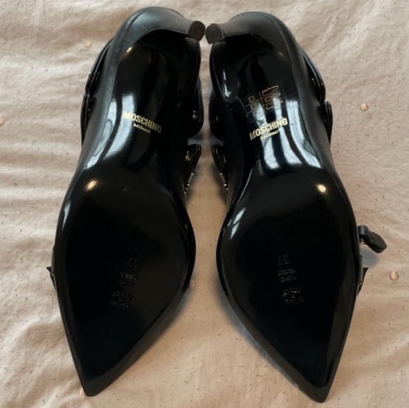 Moschino Biker Nappa Leather Pumps Black Women's size eur 37 or US 7 - Picture 7 of 9